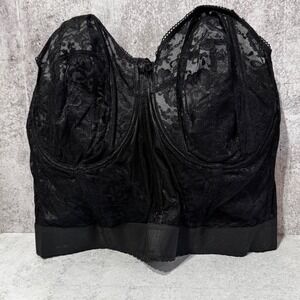 Goddess 689 Black Lace Longline Strapless Bra Bustier Womens 46F Vintage